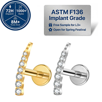 Pendientes de Titanio Grado Implante ASTM F136 con Zirconia Internamente Roscados para Labret, Hélix, Tragus, Labio, para Bodas y Piercings Corporales Finos de JIAXIN
