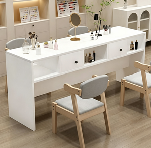 Table de manucure moderne en bois avec rangement et présentoir pour salon et spa - Product Image 5