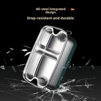 Boîte à lunch chauffante en acier inoxydable 304, conteneur de conservation hermétique pour réfrigérateur, double compartiment
