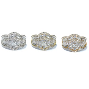 Fournisseur de bijoux fins de haute qualité 18k, or blanc massif, vrai diamant large, bagues de mariage pour femme - Product Image 4