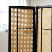 Diviseur de pièce à 4 panneaux en rotin naturel et écran de confidentialité pliable Diviseur de confidentialité autoportant à persiennes pour l'intérieur