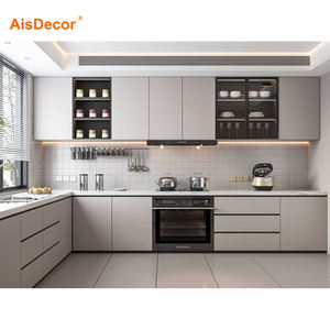 ตู้ครัวสำเร็จรูป Aisdecor ดีไซน์รวดเร็ว ทำจากไม้อัด ชิปบอร์ด MDF ตู้เก็บของแบบเกาะกลาง ตู้ครัวไม้สำหรับห้องครัวอพาร์ตเมนต์ - Product Image 2