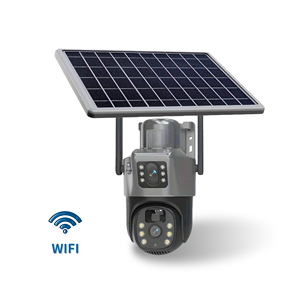 4MP Wifi çift Lens Dome güvenlik kamera gece görüş hareket izleme Alarm algılama için güneş enerjili CCTV sistemi hafıza kartı - Product Image 2