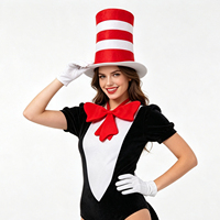 Chapeau de fête d'Halloween Dr Seuss, accessoires de cosplay, chapeau haut-de-forme rayé rouge et blanc, accessoires de maquillage pour scène