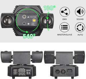 YSH Mini projecteurs à tête mobile <span class=keywords><strong>LED</strong></span> à double tête, couleur RVB, perles 3535, 10W, stroboscope, contrôle du signal DMX512, activation sonore - Product Image 4