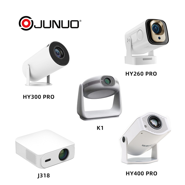 JUNUO Video Electric Focus 11.0 Android 11 260 Lumens8K Portable Smart Hy300pro Mini Hy 300 4k Hy300 Pro Projectors