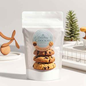 Pochettes personnalisées de qualité alimentaire avec fenêtre zip-lock sac d'emballage croustillant de flocon de neige sac debout pour biscuits bonbons gelée d'aliments pour animaux de compagnie - Product Image 6