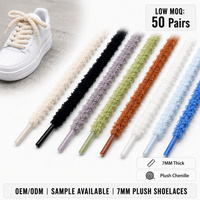 Lacets ronds en peluche épais de 7 mm, doux et moelleux, nouvelles couleurs, lacets polyvalents pour baskets et bottes, vente en gros