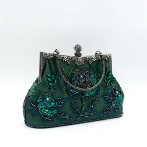 2024 Retro beaded embroidered bag handmade evening purse women's clutches