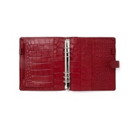 Hochwertiger Damen Croc Reißverschluss-Taschen Notizbuch-Planer aus Echtem Leder A5 A6 Luxus Budget 6-Ringbuch Rot