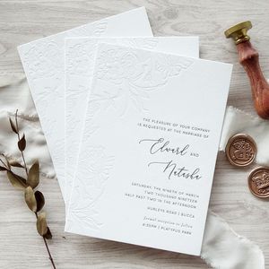 Invitación de Boda Personalizada, Combo de Invitación de Boda con Tarjeta de Confirmación de Asistencia a Juego, Impresión Tipográfica y Grabado en Relieve - Product Image 1