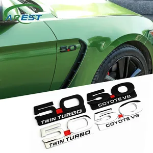 Stiker Logo 5.0 Logam 3D Mobil, Stiker Lencana Emblem untuk Cadillac Tesla Chevrolet Citroen TOYOTA NISSAN HONDA LEXUS INFINITI