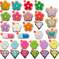Usine vendre bas quantité minimale de commande fer sur/autocollant paillettes bord diamant fleur Capsule patte forme Chenille Patch pour vêtement chat patchs