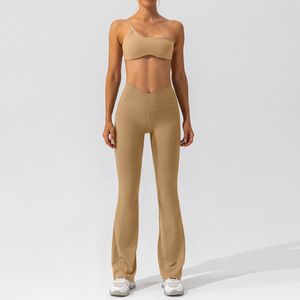 高品質女性用カスタムジムヨガブラフロントカットショートスポーツジムワークアウト2ピースセット - Product Image 6