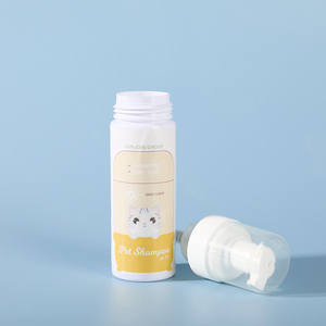 Venta al por mayor caliente conejo perro gato mascota plástico seco limpiar champú botella sin agua para perro champú con bomba <span class=keywords><strong>de</strong></span> espuma - Product Image 2