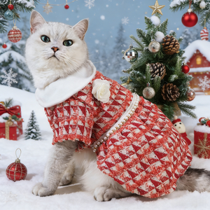 Vestidos para Mascotas, Perros y Gatos, con Estampado Floral, Abrigos Peludos de Invierno, Personalizados, Elegantes, Protectores, de Poliéster Ligero, Sencillos, Navideños - Product Image 2