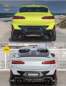 Sm Phong Cách Khô Sợi Carbon Khuếch Tán Phía Sau Cho BMW X4M F98 2022 + Nâng Cấp Sooqoo Tự Động Phần Aerokit Khuếch Tán Phía Sau Môi Cơ Thể Kit Điều Chỉnh - Product Image 6