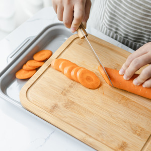 Bamboo Cutting Boards with Food Prep Containers for Kitchen with Lids Set