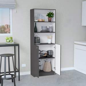 DB Home Modern 2-Door <b>Bookcase</b> Multi-Tier Office Storage Unit with Dual Doors Matt Gray/<b>White</b> - Product Image 4