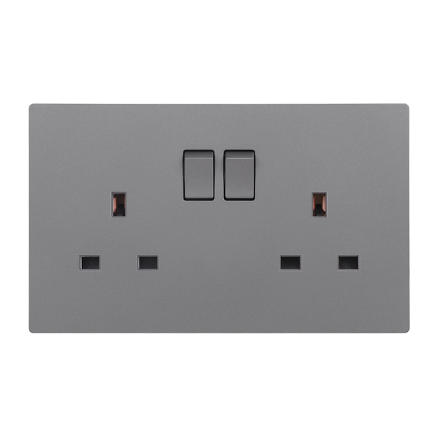 Touchmi Home Wall Socket with 13A UK Standard Double Socket with Switch for Home Use PC Material