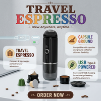 Cafetière de voyage adaptée pour Nespress Dolce Gusto Capsule et cafetière Expresso en poudre pour Camping voyage RV randonnée bureau