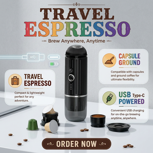 Cafetera de viaje apta para Nespress <span class=keywords><strong>Dolce</strong></span> <span class=keywords><strong>Gusto</strong></span>, cápsula y polvo, cafetera Expresso para Camping, viajes, RV, senderismo, Oficina - Product Image 2