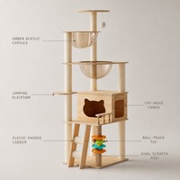 Arbre à chat multi-niveaux en gros avec lits-capsules en acrylique ambré et poteaux à gratter en sisal pour chats d'intérieur