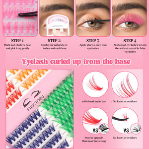 प्राकृतिक डी कर्ल व्यक्तिगत झूठी आंखें सफेद गुलाबी नीले हरे रंग के बैंगनी रंग के रंग की चमक - Product Image 3