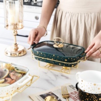 Pot en céramique binaurale, motif marbre or nordique, Pot à sec, vaisselle de table, porte-bougie créative avec porte-bougie