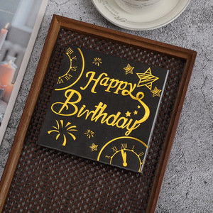 Happy Birthday Napkins Gold Foil 25cmx25cm Disposable Paper Serviettes For Party Celebration - Product Image 3
