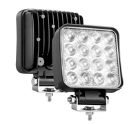 Feux de travail LED carrés de 4 pouces 48W E-MARK CE 12-24V, 16 LED, haute luminosité, étanches, pour la conduite hors route, camion, VTT, SUV