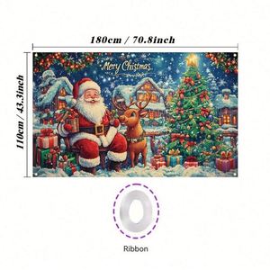 Bandera Decorativa Navideña Personalizada al por Mayor, con Escena de Nieve, Muñeco de Nieve, Árbol de Navidad, Bandera Festiva de Poliéster para Exteriores - Product Image 6