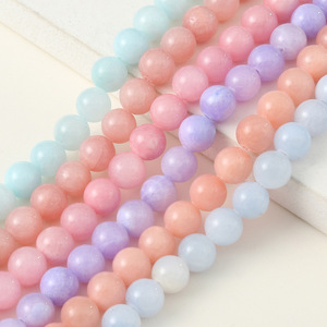 Nuovo <span class=keywords><strong>calcedonio</strong></span> colorato 10mm <span class=keywords><strong>pietra</strong></span> naturale sfusa perline rotonde per braccialetto - Product Image 5