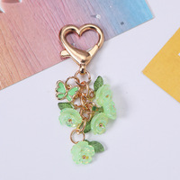 Vente en gros usine Nouveau porte-clés en émail avec fleur d'orchidée papillon et perle, breloque de sac à main style frais, bijoux assortis pour meilleures amies