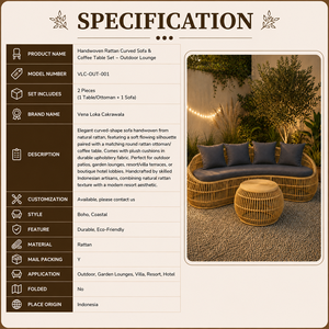 Modern PE Wicker Rattan Outdoor <b>Sofa</b> Set with Waterproof <b>Cushions</b> Tropical <b>Garden</b> Furniture Conversation <b>Sofa</b> and Coffee Table - Product Image 2