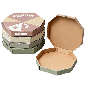 Boîtes alimentaires octogonales en papier kraft personnalisées avec impression quadricolore, emballage rigide pour pizza ou dessert - Product Image 1