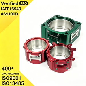 Boîtier de roulement en aluminium anodisé coloré usiné CNC sur mesure - Siège de montage rotatif squeletté rouge et vert - Product Image 1