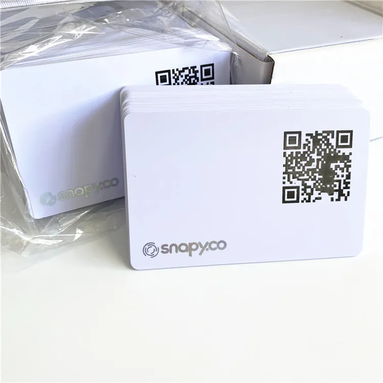 Social Media Tap Shiny Holographic White Cards With NFC Chip Inside