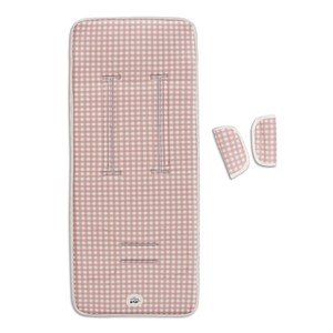 MOD VICHY. Funda de cochecito de bebé rosa con protector de cinturón - Product Image 1