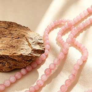 Collar de Cuarzo Rosa con Cuentas para Mujer, Forma Redonda, Joyería Elegante de Piedra, Collares de Moda - Product Image 6