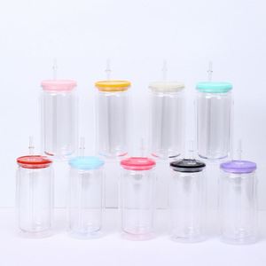 Vaso de Plástico de Doble Pared de 16 oz al por Mayor, Ecológico, Tipo Mason Jar, Transparente, Personalizable, con Pajita - Product Image 4