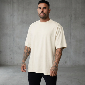 Men's 100% Cotton Heavy <b>Weight</b> Casual Plus Size Wholesale Short Sleeve Jersey Breathable Plain Color <b>Blank</b> T-Shirt - Product Image 2