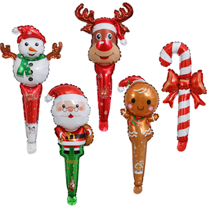Christmas Cane Elk Snowman Hair Band Gift Cartoon Handheld Strike Stick Aluminum Foil <b>Balloons</b> Party Holiday Supplies - Product Image 1