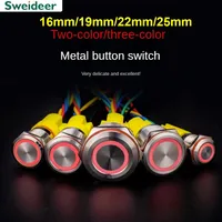 Interrupteur à bouton-poussoir métallique momentané et verrouillable Sweideer 16mm/19mm/22mm/25mm, étanche IP65, pour contrôle industriel électronique 1NO1NC