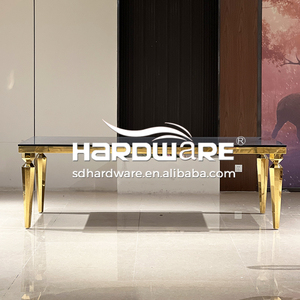 Juego de Mesas y Sillas de Metal para Exteriores, Estilo Moderno, con Cubierta de MDF Cuadrada, Base de Acero Dorado, para 8 Personas, Ideal para Restaurantes y Hoteles - Product Image 2