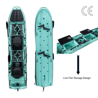 Kayak modulaire pliable à pédales en 3 sections de 14 pieds pour l'extérieur, nouvelle conception de coque en HDPE pour les sports nautiques, capacité de 3 personnes, bateau de pêche