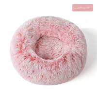 Coussin rond en velours pour animaux de compagnie, confortable et doux, garnissage en fibres de polyester, lit apaisant pour chiens et chats, coussin lavable