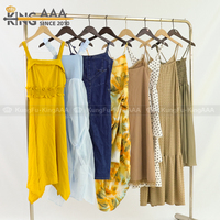 Gaun Tali Tipis Wanita Musim Panas 2026 Bahan Katun, Kerah Bahu, Kasual Natural PUYI V15-6, Pakaian Bekas