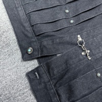 Veste en jean rétro pour homme, style hip-hop tendance, avec boucle avion heavy metal, coupe courte plissée, 100 % coton
