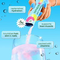 Sachets d'énergie électrolytique OEM sans sucre saveur fraise-citron, 5 portions avec collagène, protéines et vitamines quotidiennes